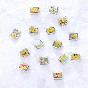 Bracelet à breloques italien de nouvelle série jaune mignon personnalisé en acier inoxydable paysage <span class=keywords><strong>saison</strong></span> bricolage italien - Product Image 4