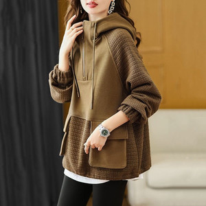 Nuova <span class=keywords><strong>Felpa</strong></span> <span class=keywords><strong>con</strong></span> <span class=keywords><strong>Cappuccio</strong></span> 2026, Stile Coreano alla Moda, <span class=keywords><strong>Elegante</strong></span> e Snellente, <span class=keywords><strong>con</strong></span> Patchwork a Contrasto di Colore, Maniche Lunghe - Product Image 4