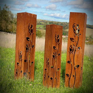 Lámpara de Jardín Decorativa de Acero Corten, Poste de Luz LED de Acero Oxidado para Exteriores - Product Image 3