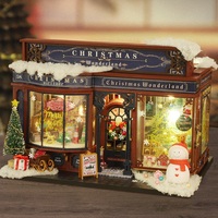 Kit de décoration de livre de Noël, modèle de scène de livre miniature en bois à assembler soi-même avec lumière LED, cadeau de décoration de bureau
