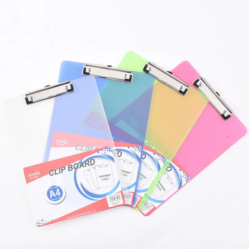 Chất lượng tốt trong suốt Board A4 Kích thước nhựa Clip thư mục tập tin Nhà máy cung cấp bằng văn bản Hội Đồng Quản Trị hồ sơ tài liệu thư mục