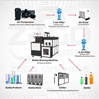 Machine de soufflage PET SMC PLC à faible investissement, 2000 BPH, 4 cavités, semi-automatique avec compresseur d'air pour bouteilles