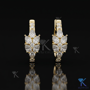 KRUP JEWELS Lab Grown CVD Brilliant Cut Diamond Cluster <b>Huggie</b> Hoop Earrings 100% <b>Solid</b> <b>Gold</b> IGI Certified Luxury Bridal Jewelry - Product Image 2