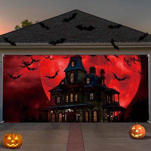 Pancarta para Puerta de Garaje de Halloween, Luna Llena Nocturna Púrpura, <span class=keywords><strong>Tres</strong></span> Brujas, Cementerio, Cubierta Grande para Puerta de Garaje, Decoración Exterior Personalizable - Product Image 3