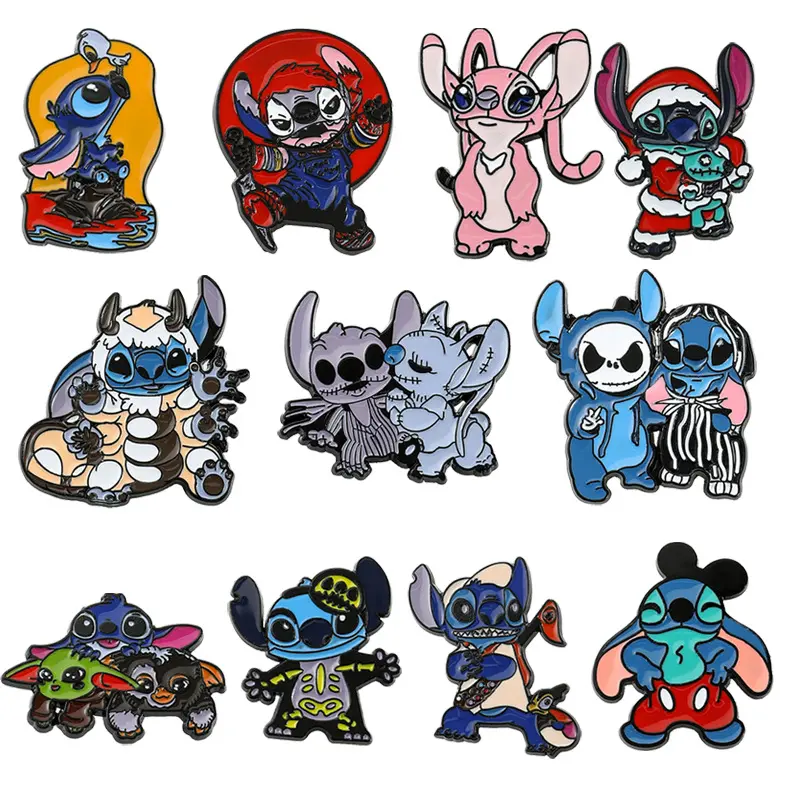 New Enamel Pin Manufacturer Custom Enamel Pin Lilo And Stitch Anime Soft Enamel Pins For Hat Clothing Backpacks Decorative