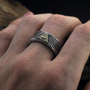 แหวน S925<span class=keywords><strong>ตา</strong></span>สีเงินแท้ของพระเจ้าแหวนคู่รักแบบปรับได้แหวนโลหะสามมิติสุดเท่สำหรับผู้ชายแหวนเครื่องประดับสีเทอร์ควอยซ์ - Product Image 3