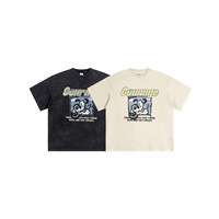 American Trendy Unisex Style Vêtements pour hommes Retro Old Cartoon Puppy Print Youth Campus Short-Sleeved T-Shirt 200 Grammes