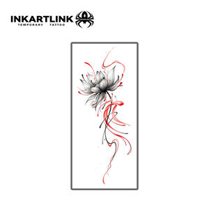 Tatuaje Temporal de Flor de Loto Rojo y Negro, <span class=keywords><strong>Tinta</strong></span> de Dibujo, Arte Corporal <span class=keywords><strong>para</strong></span> Mujeres, Venta al por Mayor, Tatuaje Falso Impermeable, Compra al por Mayor - Product Image 3