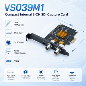 Carte de capture vidéo SDI double canal PCIe, 2 ports, entrée SDI 1080P 60Hz, carte de capture interne avec entrée ligne GS2971 pour PC <span class=keywords><strong>Mac</strong></span> - Product Image 1
