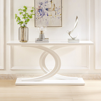 Table d'appoint en dalle de roche de style nordique moderne, crème, luxe léger italien, blanc laiteux, design pour entrée et séparation murale