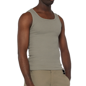 Custom Tanktop Hoge Kwaliteit Muscle Fit 100% Katoen Geribbelde Tanktop Heren Gym Workout Streetwear Mouwloze <span class=keywords><strong>T</strong></span>-<span class=keywords><strong>Shirt</strong></span> - Product Image 4