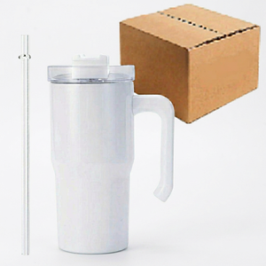 USA stock <b>Plastic</b> Tumbler with Lid and Handle Straight Cup Minimalist Design Portable Travel Use Corrugated Paper Box Packaging - Product Image 1