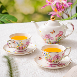 Floral Ceramic Tea <b>Set</b> with <b>Teapot</b> <b>and</b> Two <b>Cups</b> <b>for</b> Afternoon Tea - Product Image 4