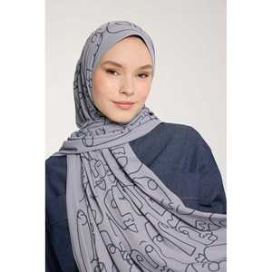 Velo de protección solar Pure Tone para mujer, largo, de poliéster, con patrón geométrico, color plata ahumado - Product Image 1