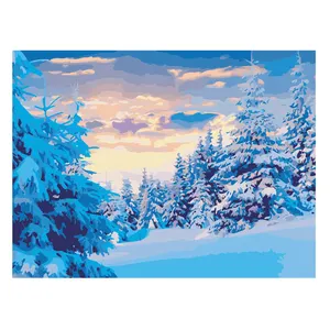 Factory Price Cedar And Winter Snow Oil Painting Paint By Numbers Picture Canvas Art Wall Art Decorative Painting On Canvas