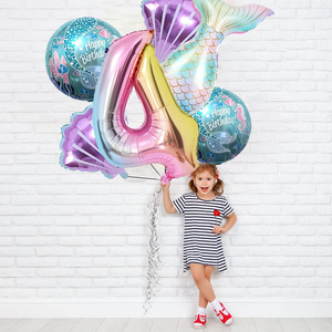 Kit de Decoración de Cumpleaños de Sirena para Niñas, <span class=keywords><strong>Guirnalda</strong></span> de Globos de Aluminio con Forma de Cola de Sirena, Globos para Fiestas al por Mayor - Product Image 5