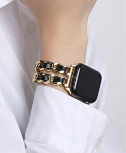 เหมาะสําหรับ iWatch <span class=keywords><strong>Apple</strong></span> <span class=keywords><strong>Watch</strong></span> รุ่นที่ 8 ใหม่หนังหอมขนาดเล็กแถวคู่โซ่ยีนส์สายโลหะ - Product Image 5