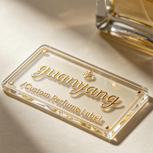 Etiqueta de Perfume con Resina Epoxi Cristal, Lámina Dorada PET, Relieve 3D, Adhesivo para Botellas de Fragancia - Product Image 2