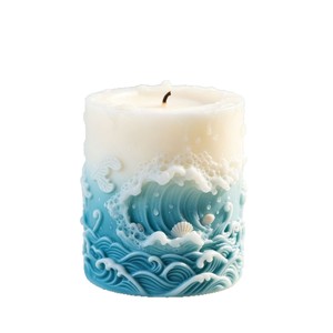 Ocean Themed Embossed Cylindrical Candle Mold For DIY Candle Making Kits Pillar Shape Transparent White Customizable Design - Product Image 3