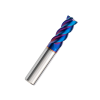 공장 가격 HRC65 나노 블루 텅스텐 카바이드 사각 밀링 커터 10-20mm 볼 노즈 플랫 엔드 밀 4 플루트 ODM/OEM 높음