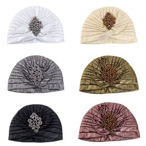 Turban torsadé pour femme en gros avec accessoires métalliques, chapeau indien en polyester uni, luxueux, respirant, couvre-chef ethnique musulman pour usage quotidien - Product Image 2