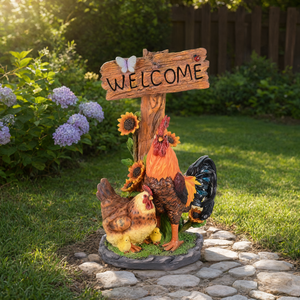 Custom Resin Rooster and Hen Welcome <b>Sign</b> for Farmhouse <b>Garden</b> and Home Decor - Product Image 3