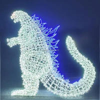 Installation lumineuse extérieure commerciale sur le thème de la faune, art lumineux LED en forme d'alligator pour l'éclairage paysager des fêtes