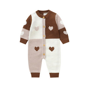 Mimixiong OEKO-TEX inverno vestiti caldi per bambini con motivo a cuore neonato bambino lavorato a maglia pigiama all'uncinetto pagliaccetto a maniche lunghe abiti - Product Image 3