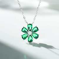 Collier Fleur en Argent S925 avec Rubis pour Femme, Pendentif Marguerite Camélia, Chaîne Clavicule en Pierre Rouge, Bijoux en Gros