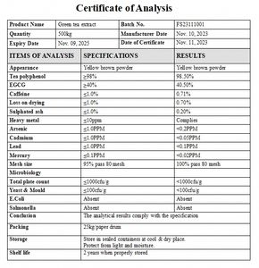 איכות גבוהה אורגני תה ירוק תמצית 80% אבקת קטצ 'ין צמחים כיתה קפסולות מן עלה 1 ק "ג mq - Product Image 4