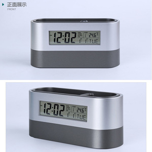 Electronic Pen Holder <b>Clock</b> With <b>Digital</b> Display Temperature Calendar For <b>Desk</b> Office Bedroom Study Use - Product Image 2