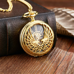 <span class=keywords><strong>Montre</strong></span> <span class=keywords><strong>de</strong></span> poche mécanique <span class=keywords><strong>de</strong></span> luxe antique dorée pour hommes et femmes, pendentif collier, design unique creux, crâne double face - Product Image 5