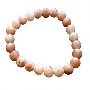 Gemstone 8mm Agate <b>Beaded</b> Elastic <b>Bracelet</b> Natural Sunstone Quartz Semi-Precious Healing Stone Jewelry Handmade Gujarat <b>Men</b> - Product Image 1
