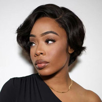 Perruque courte afro en cheveux humains brésiliens Remy, coupe pixie 13*4*1, pour femmes noires