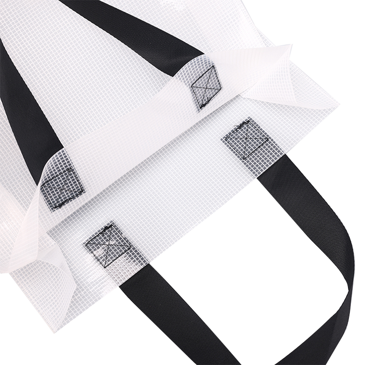 New arrival Custom logo fashion transparent ribbon handle plastic travel beach gift PVC shopping tote bag