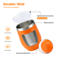Vaso Térmico de Vino Sin Tallo de 12 oz con Logotipo Personalizado, Taza de Viaje de Doble Pared al Vacío, Vasos de Vino Tipo Tumbler con Tapa