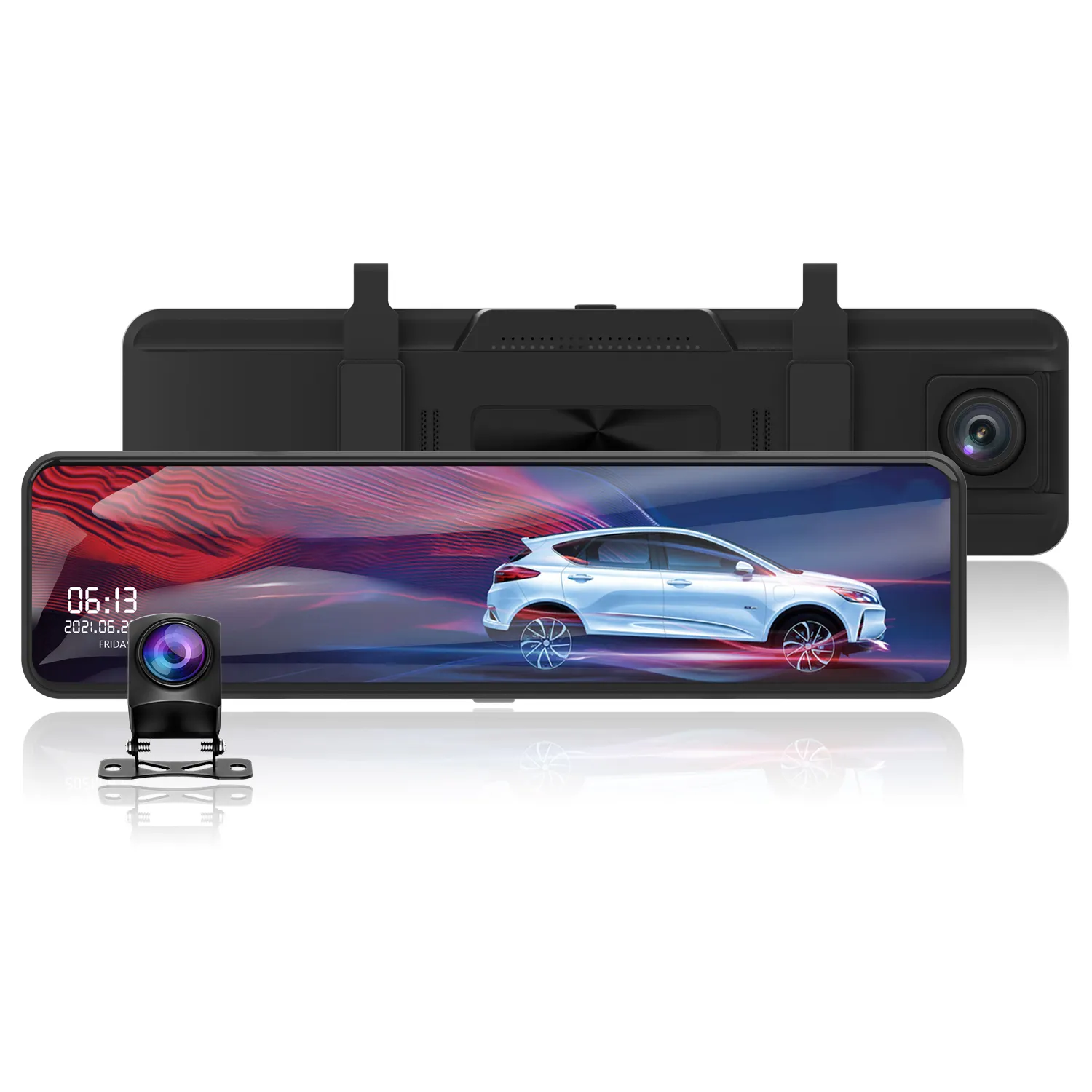 12 אינץ HD 1080P 2K הכפול עדשת RearView מירור רכב קופסא שחורה Dvr Dashcam <span class=keywords><strong>מצלמה</strong></span> נהיגה מקליט וידאו רכב קופסא שחורה