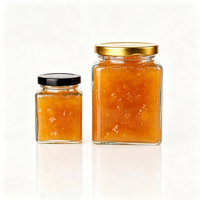 Vente en gros de pots en verre transparent carrés personnalisés avec couvercle à vis en métal pour le miel, la sauce chili, les aliments conservés