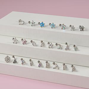 Opale sourcil lèvre anneau Zircon coeur fleur courbé haltère Snug Daith Helix Rook Bar bijoux fil interne Piercing boucles d'oreilles - Product Image 4