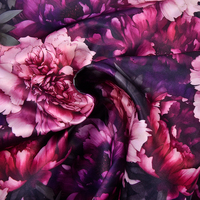 Tissu d'habillement en polyester 100% léger, respirant et anti-boulochage, imprimé numériquement motif floral pivoine, pour robes de filles - Vente en gros