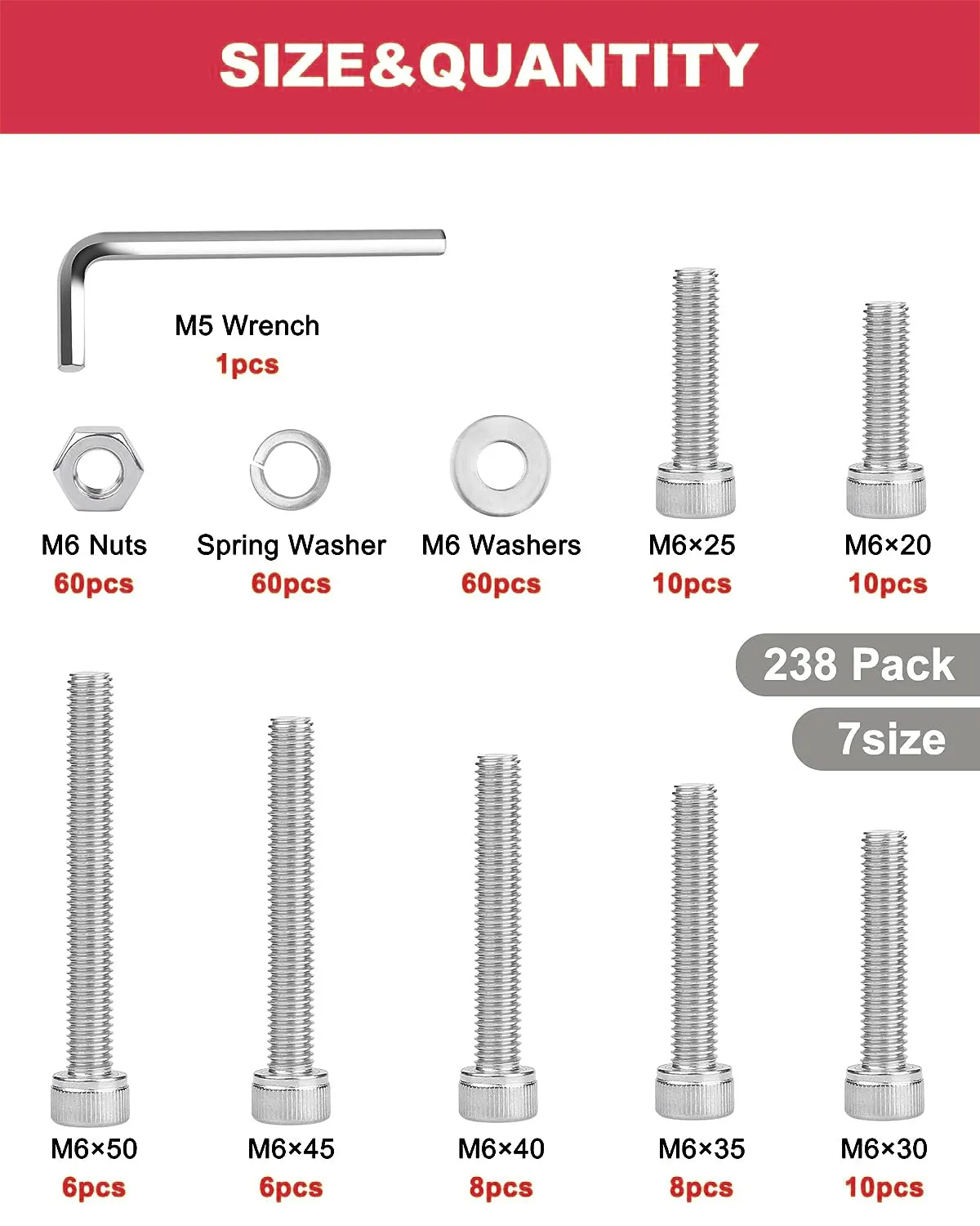 Hochwertiges M6 S304 Innen sechs kant Innen sechs kant Kopfs ch raube Schraube Mutter Unter leg scheibe Set Kit