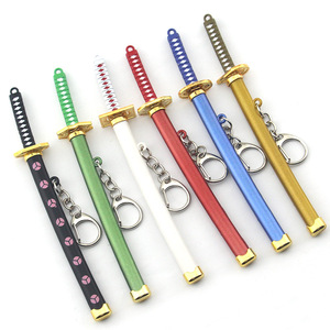 Huit couleurs Roronoa Zoro épée 15cm porte-clés femmes hommes <span class=keywords><strong>Anime</strong></span> couteau fourreau <span class=keywords><strong>Sabre</strong></span> neige couteau porte-clés Katana - Product Image 1