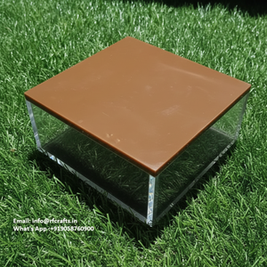 Caja acrílica artesanal de alta calidad con incrustaciones de madreperla, tapa de madera, caja de decoración rectangular - Product Image 1