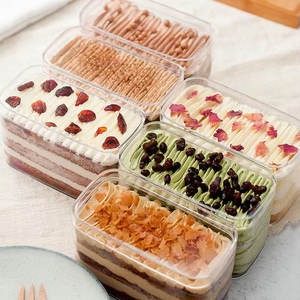 Boîte en plastique rectangulaire transparente pour <span class=keywords><strong>mousse</strong></span>, dessert, bonbons, biscuits, gâteau et tiramisu, pour le stockage des aliments - Product Image 3