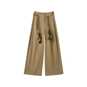 <span class=keywords><strong>Pantalon</strong></span> cargo <span class=keywords><strong>beige</strong></span> <span class=keywords><strong>taille</strong></span> mi-<span class=keywords><strong>haute</strong></span> pour <span class=keywords><strong>femme</strong></span>, coupe large et décontractée, style streetwear, en tissu Oxford 100 % coton écologique - Product Image 1