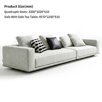Canapé en tissu moderne et confortable pour salon, design 4 places, style français, canapé en mousse haute densité avec table d'appoint
