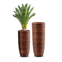 Grand vase de sol en fibre de verre brun moderne pour salon avec pots à fleurs jardinières grands pots écologiques durables