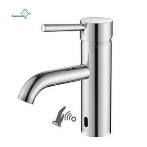 Modern Chrome Bathroom Single Handle Solid Brass Tap Manual and Automatic Hot and Cold Sink Faucet