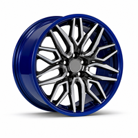Nouvelles jantes en alliage d'aluminium forgé sur mesure de 18 à 22 pouces, design multi-rayons en maille, face usinée bleue, PCD 5x114.3 JTO pour Skyline