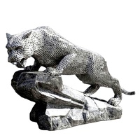 Sculpture d'ange léopard 3D en laiton plaqué or gravée sur mesure, taille réelle, style américain moderne, objet de collection artistique, Nouvel An